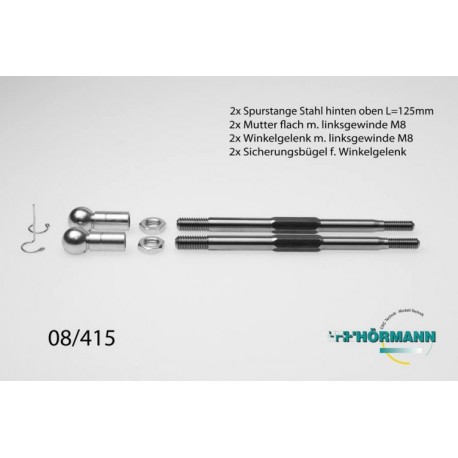 Biellettes  arrière M8 / M6   L.125mm (2 pieçes)